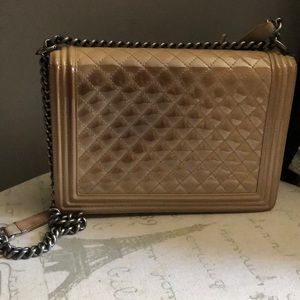 CHANEL Bags - Chanel boy bag beige patent leather CHANEL Bags - Chanel boy bag beige patent leather